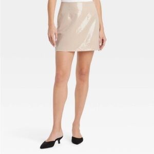 A New Day Women's Sequin Party Mini Skirt  Tan Size 2 New